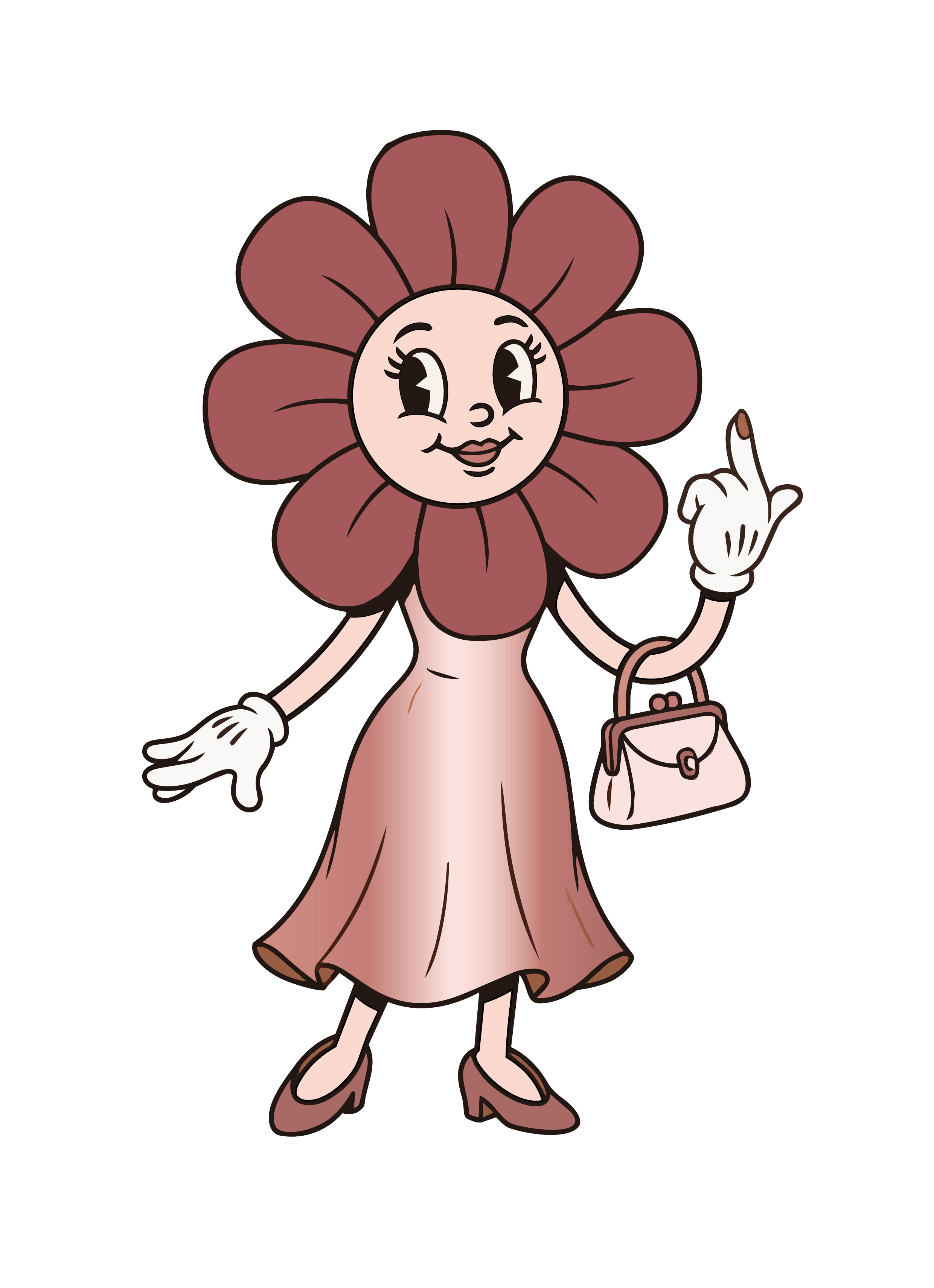 Personaje oficial de Glossy nails, mascota del salón con uñas pintadas.